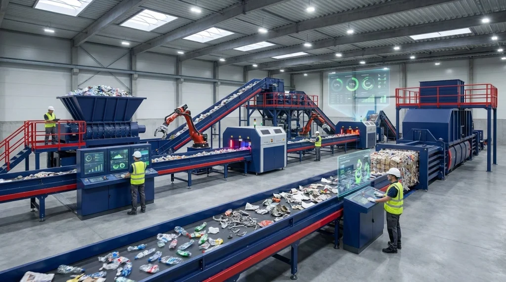Industrial recycling line machinery
